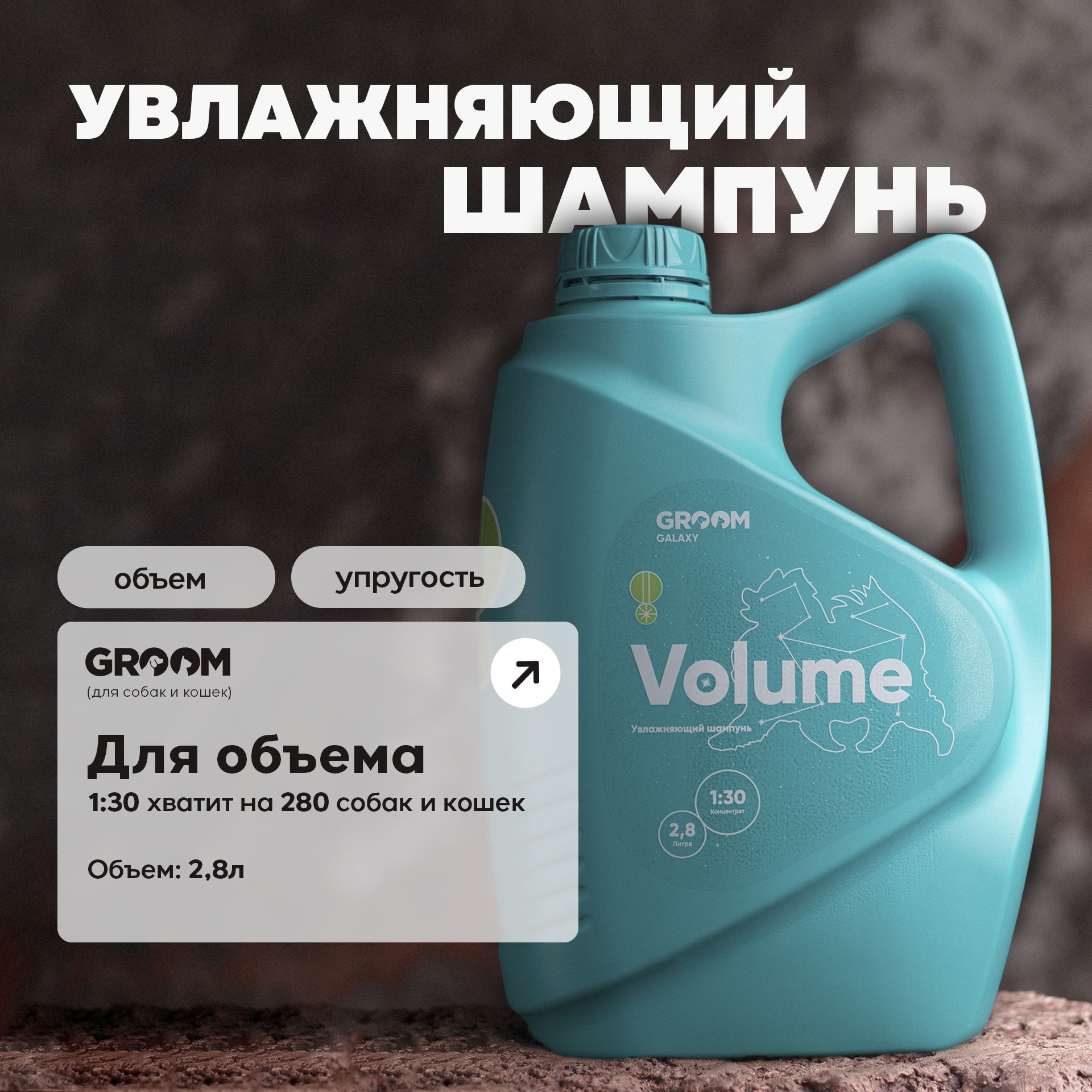 Шампунь Volume для объема шерсти собак и кошек GROOM 2.8 л