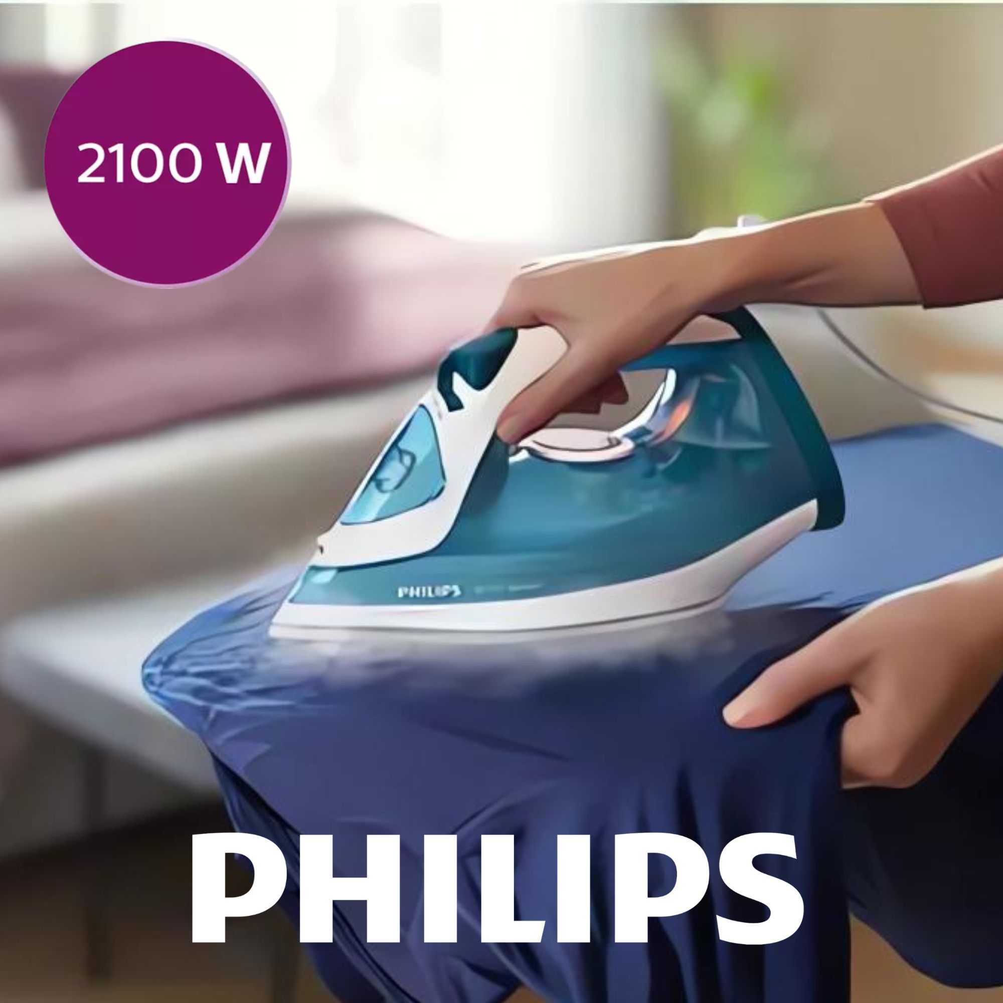 Утюг Philips бытовой с вертикальным и горизонтальным отпариванием / бирюзовый купить на OZON по низкой цене (1607471528)