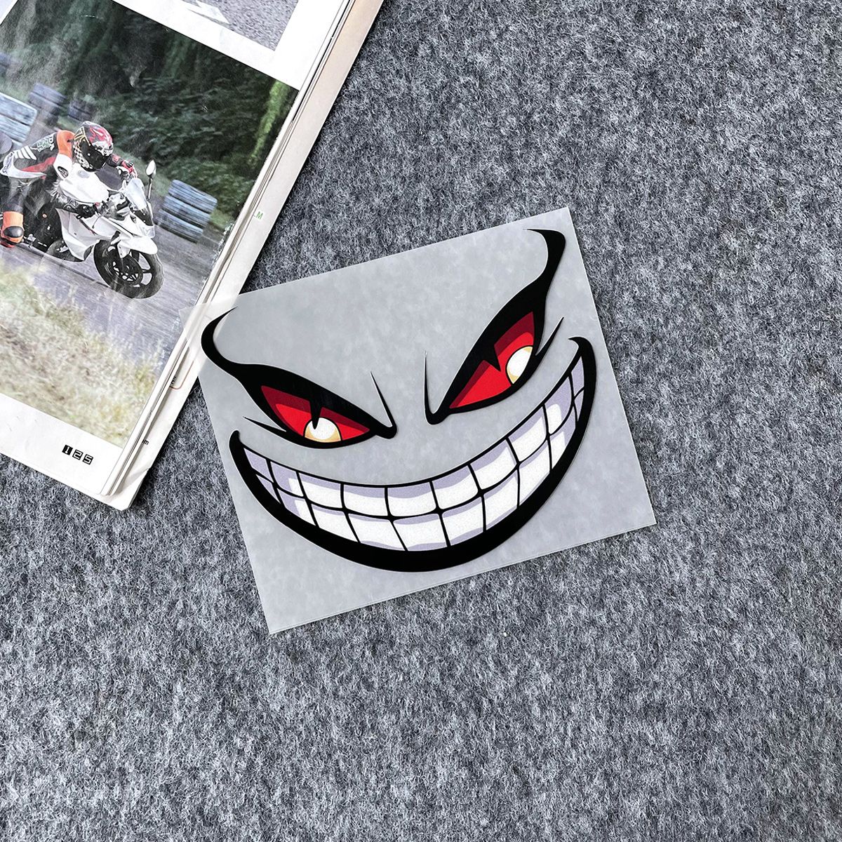 Автомобильные наклейки, Красноглазый демон ада смеется, светоотражающие наклейки для струйной печати
