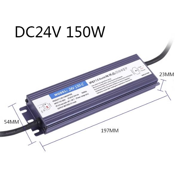 IP67ВодонепроницаемыйсветодиодныйдрайверDC12V/24V20W30W50W100W150WПереключениеисточникапитанияТрансформатор