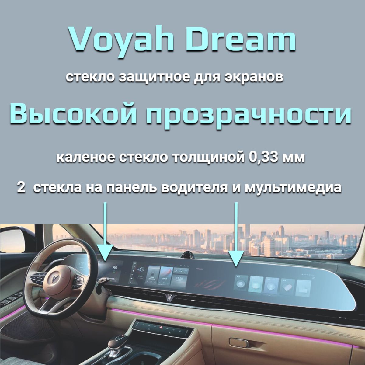 Защитное стекло на экран Voyah Dream /Защита мультимедиа Воя Дрим