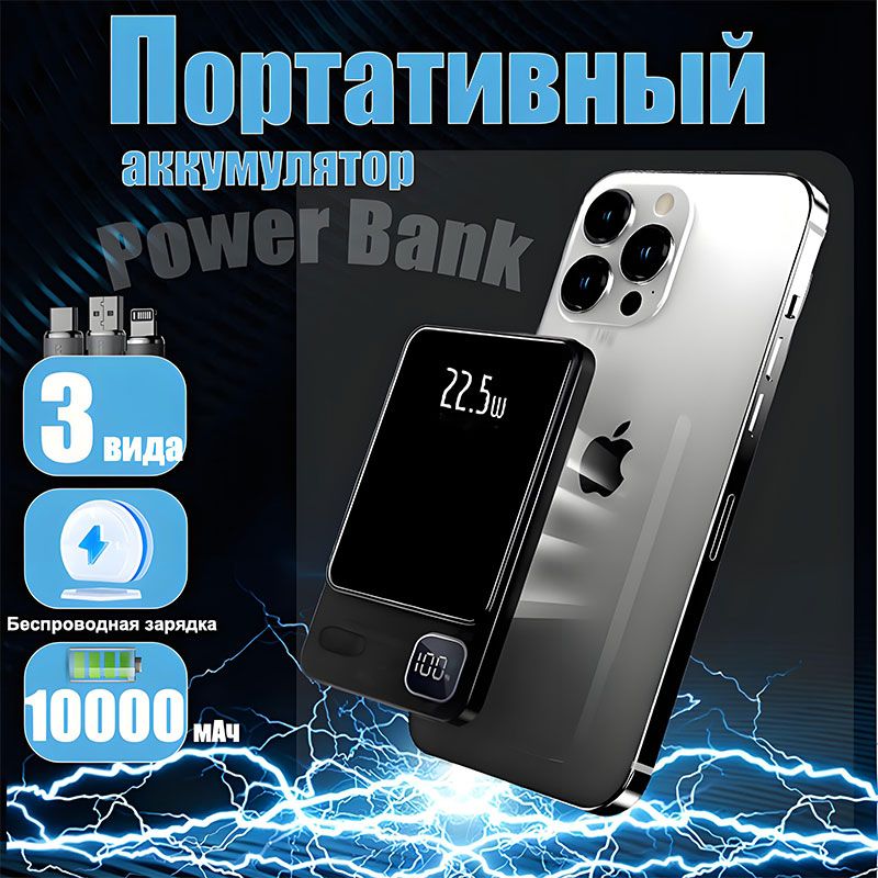 Внешний аккумулятор PowerBank-BK, 10000 мАч, черный матовый