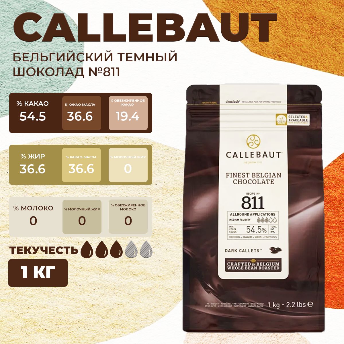 Темный бельгийский шоколад 54.5% Callebaut, 1 кг