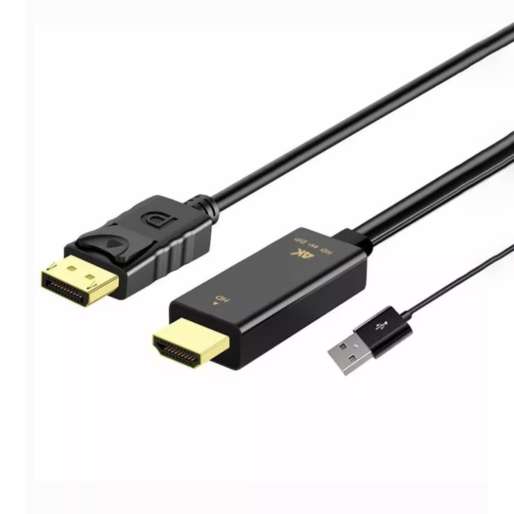 КабельпереходникHDMI+USB-DisplayPortGSMINAA-03конвертердлямонитора,видеокарты,проектора,0.25м,4K(Черный)