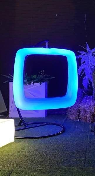 Кресло садовое подвесное SQUARE MOON BERKANO с подсветкой- LED лента RGB+ Стойка полукруглая, цвет Белоснежный, Беркано/ AU-ROOM ГИПЕРМАРКЕТ