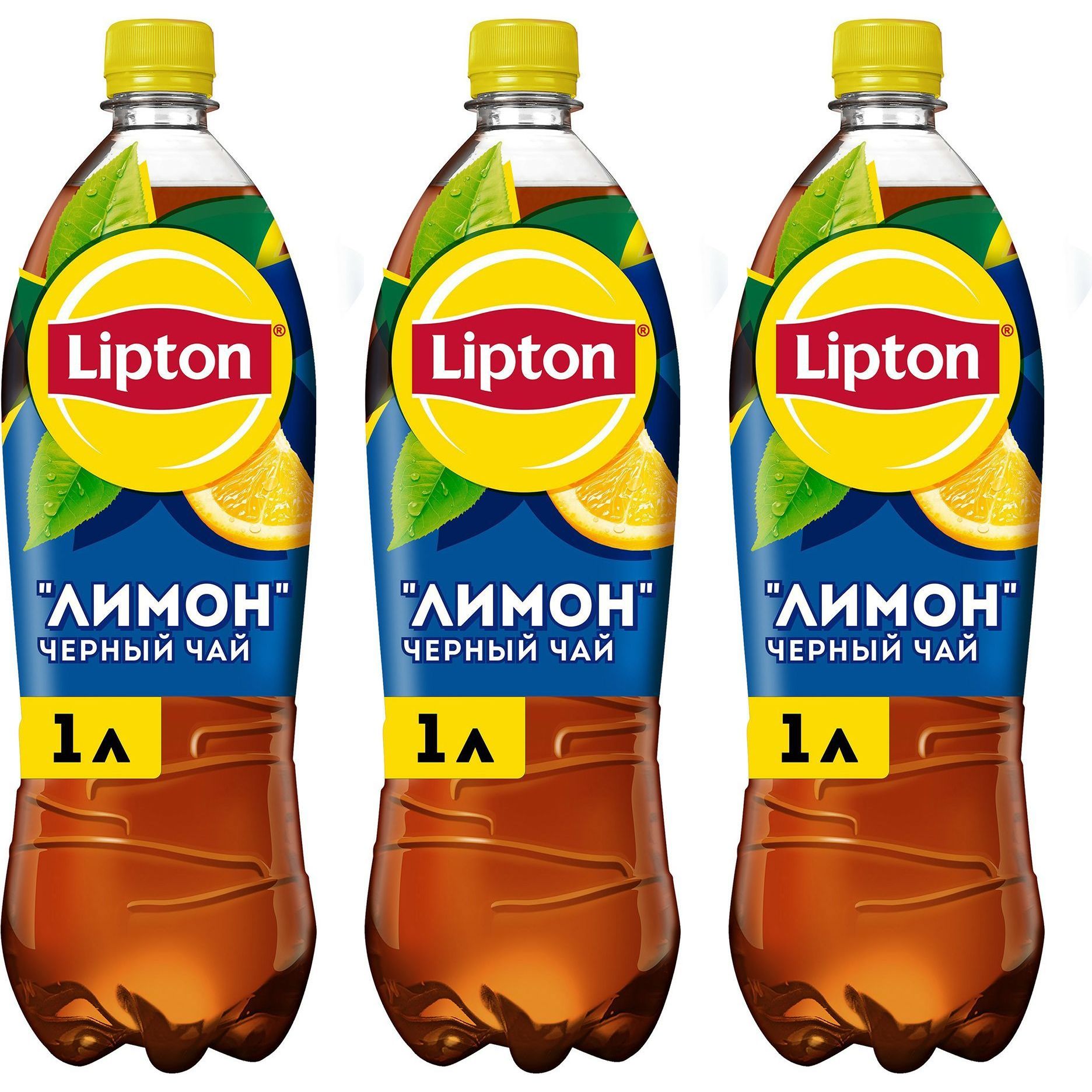 Холодный чай Lipton черный лимон 1 л, набор: 3 штуки