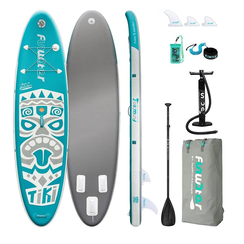 Sup-досканадувнаяFunwaterTikiBlueсвеслом,двухслойныйкант,320х83х15см