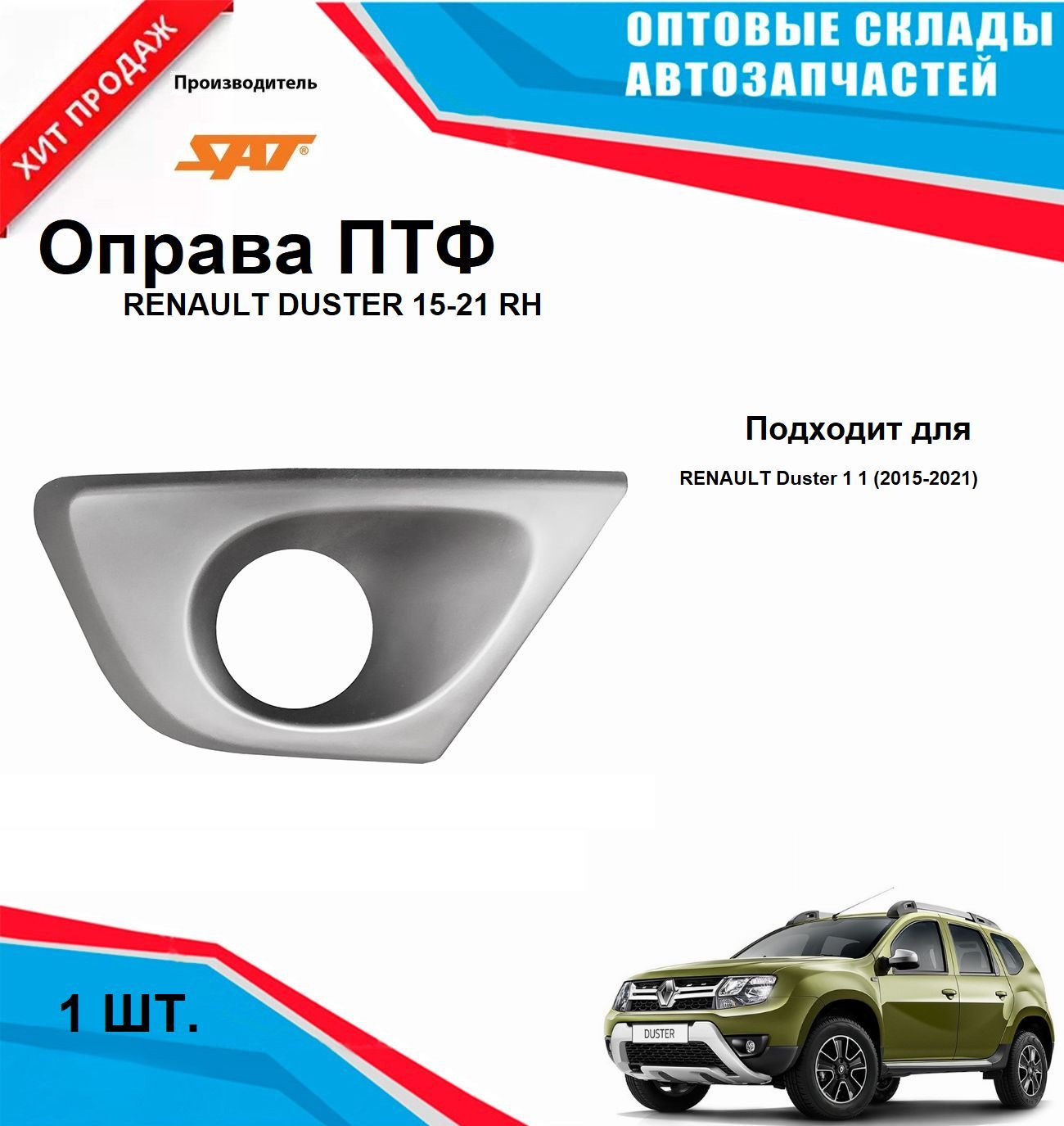 НакладкапротивотуманнойфарыправаянаRENAULTDUSTER15-21