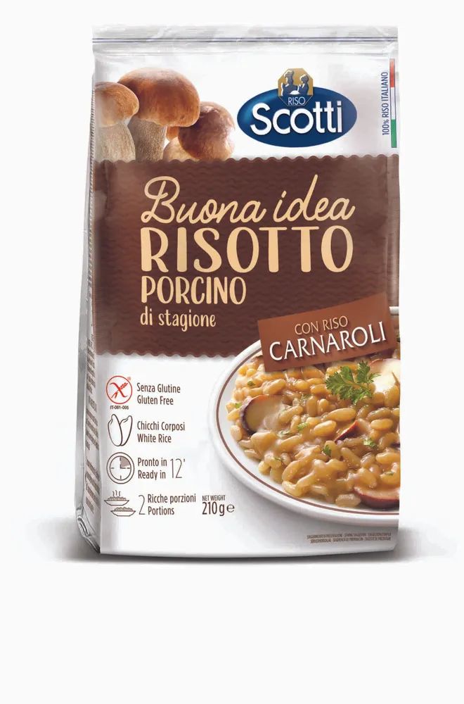 Рис Riso Scotti Risotto Porcino ризотто с белыми грибами(полимер уп)210г