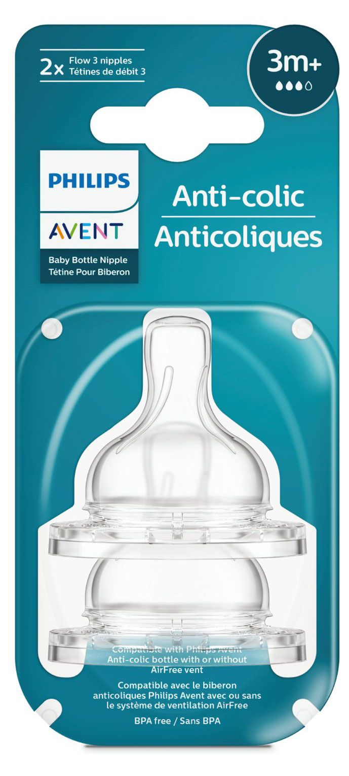 Соска Philips Avent со средним потоком Philips Avent Anti-colic 3 мес.+, 2 шт