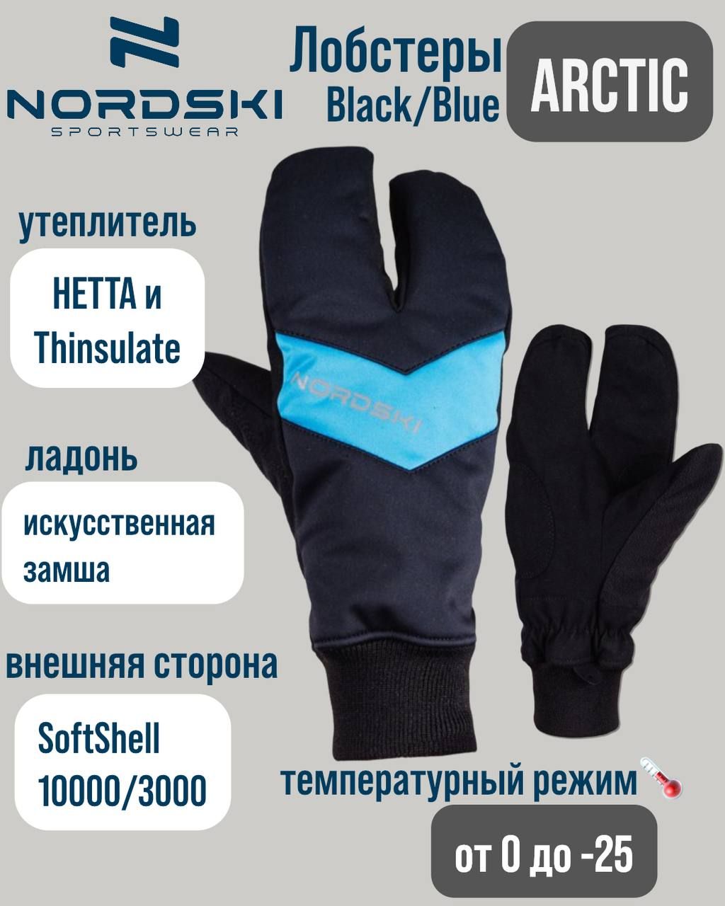 Лобстеры Nordski Arctic Black/Blue WS NSU143170, L