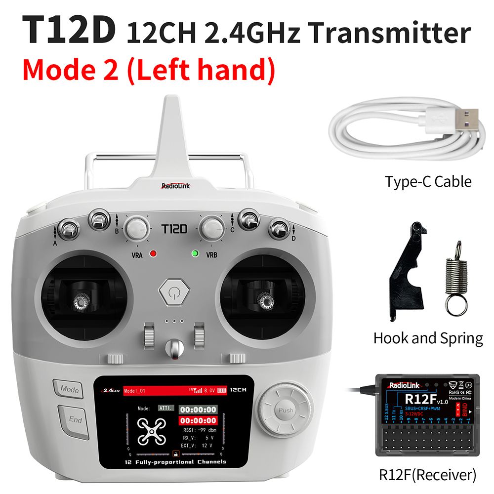 RadioLinkT12D12-канальныйRC-передатчик2,4ГГцсприемникомR12FDualStickПультдистанционногоуправлениядляСамолетсфиксированнымкрыломАвтомобильЛодкаРобот