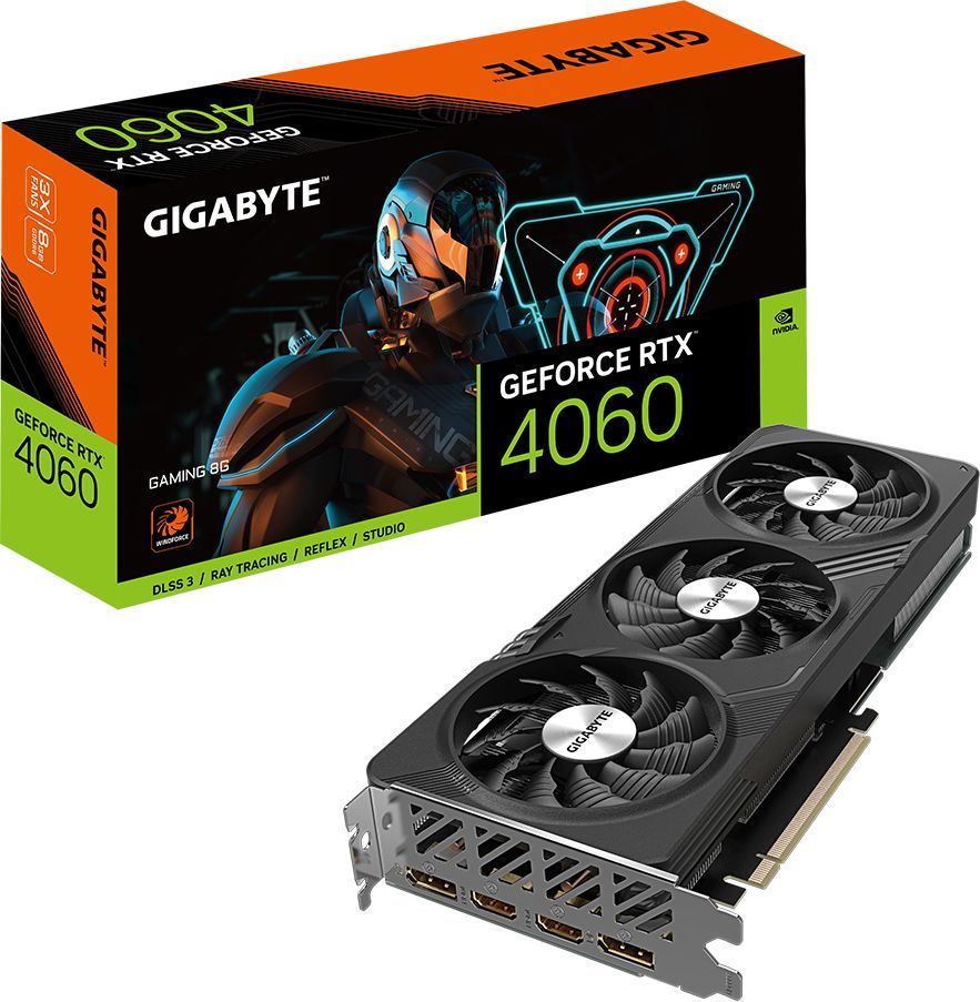 Gigabyte Видеокарта GeForce RTX 4060 GV-N4060GAMING-8GD 8 ГБ (GV-N4060GAMING-8GD)