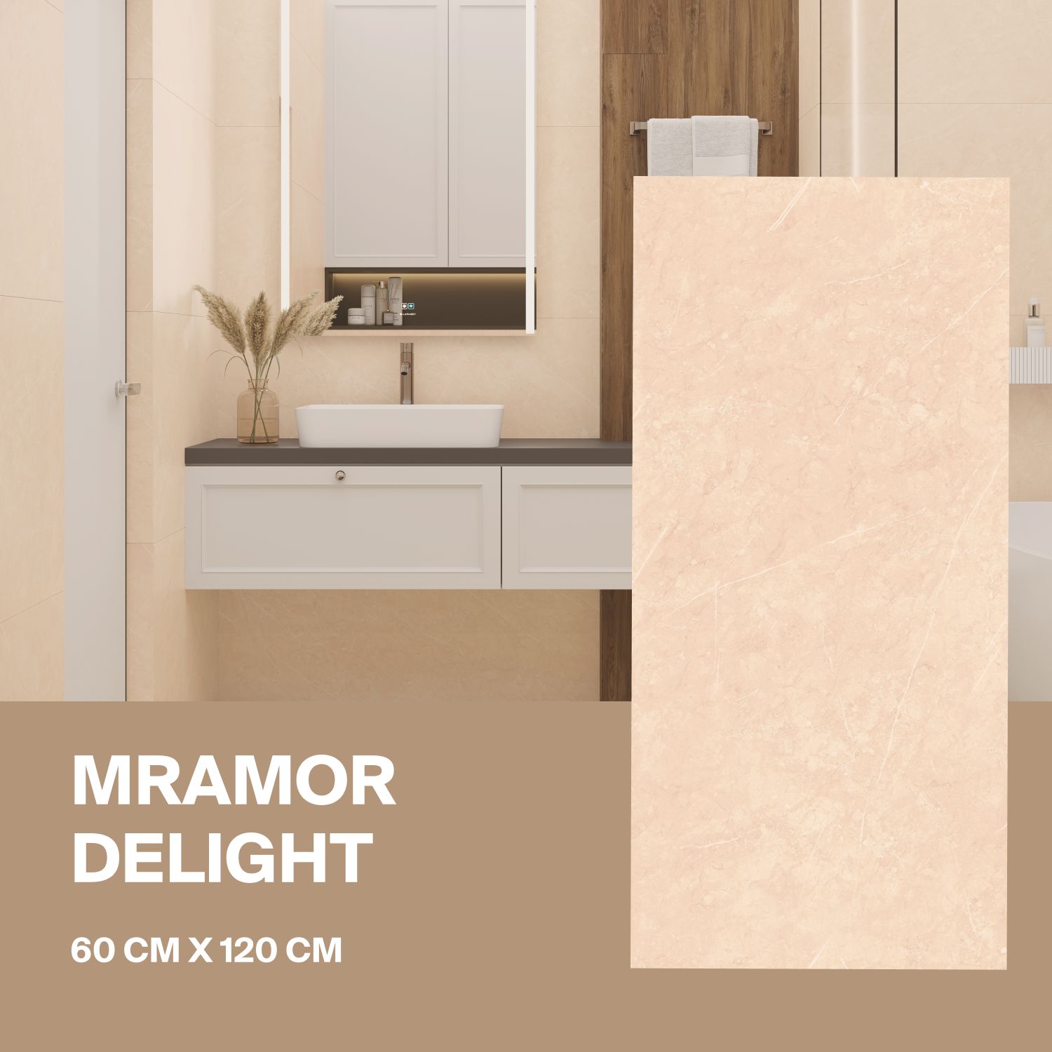 Керамогранит Ceradim Mramor Delight бежевый 60х120 Матовый в упаковке 1,44м2 (2 плиты)