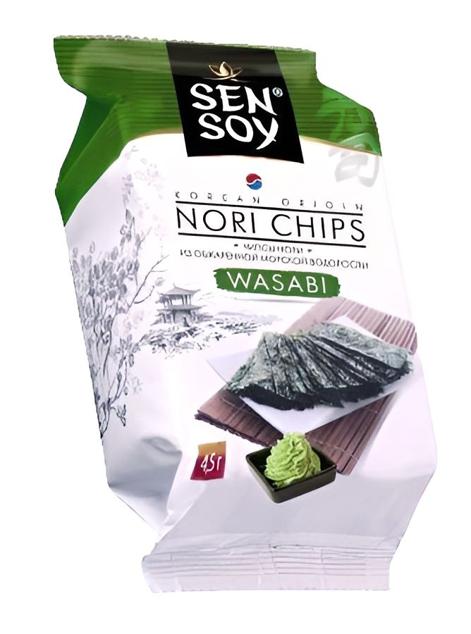 Sen Soy Чипсы Нори Wasabi из морской капусты 27г (4,5 г х 6 шт)