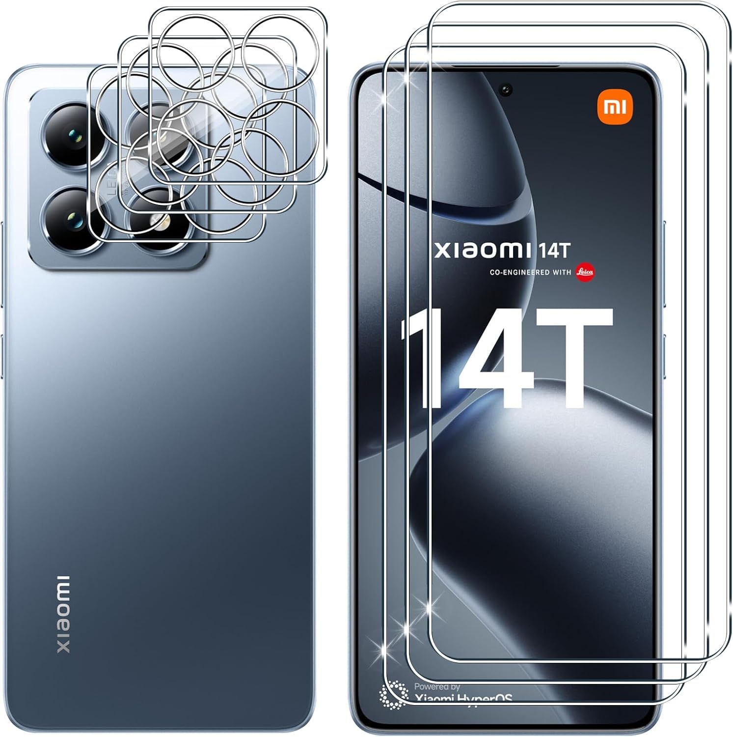 ЗакаленноестеклодляXiaomi14T,3+3шт.защитаэкранаизаднейкамеры,9Hтвердостьбезпузырьковпленкавысокойчеткост