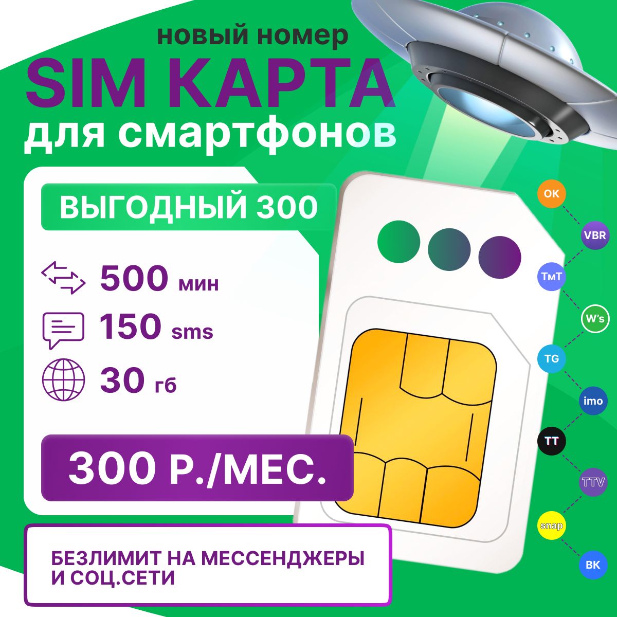 Sim-картаМегаФонНОВЫЙНОМЕР30ГБ/500минут/150sms300р./мес.ДействуетповсейРоссии.