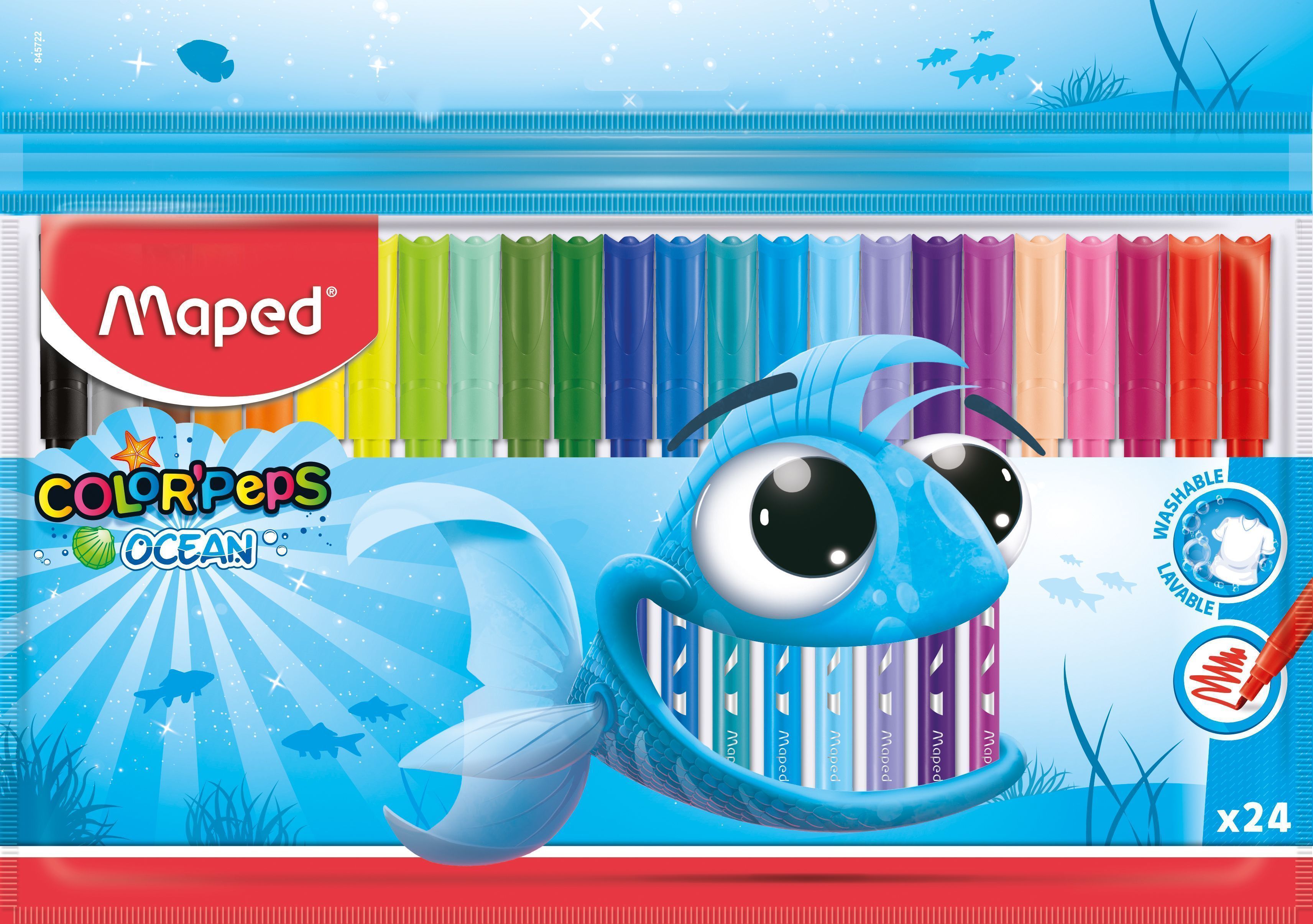 Фломастеры MAPED COLOR'PEPS OCEAN стандартные 24 цвета