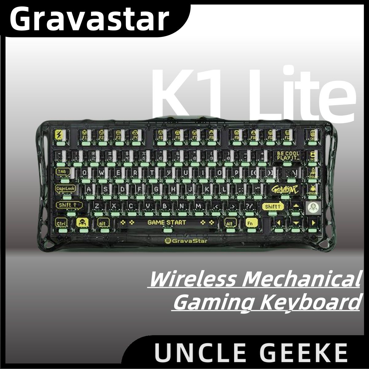 Gravastar Игровая клавиатура беспроводная K1 LITE, Английская раскладка, черный