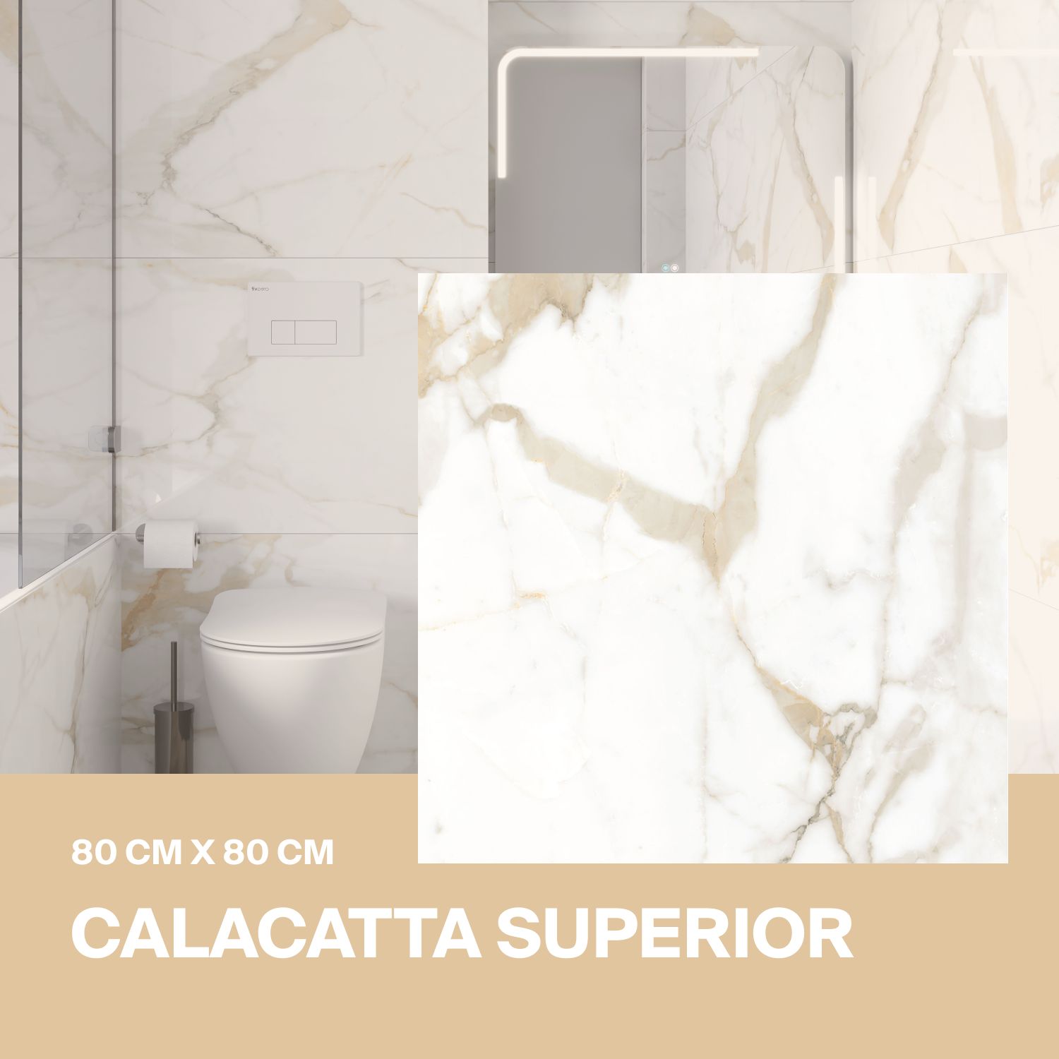 Керамогранит Ceradim Calacatta Superior белый 80х80 Полированный в упаковке 1,92м2 (3 плиты)