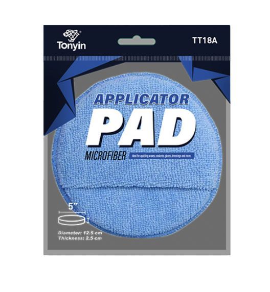 TT18A Аппликатор микрофибровый круглый с карманом WAX POLISH MICROFIBER PAD WITH POCKET TONYIN, 1 шт.