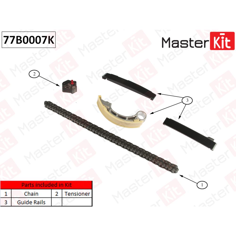 Комплект цепи ГРМ NISSAN PATHFINDER III YD25DDTi MASTERKIT MASTERKIT 77B0007K