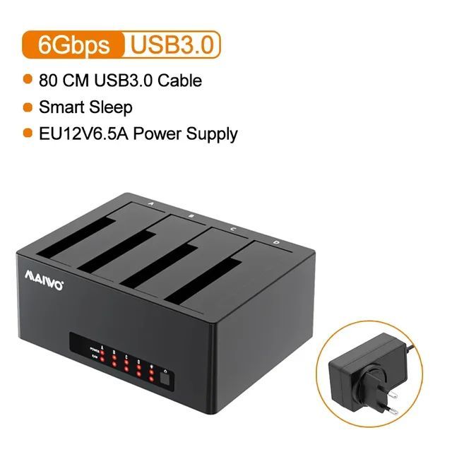 БазадляжесткогодискаMAIWO2,5/3,5дюйма,4отсека,SATA-USB3.0,HDD/SSDнакопитель