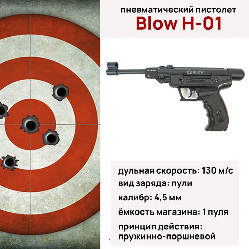 Пневматический пистолет_ Blow H-01, калибр 4.5 мм