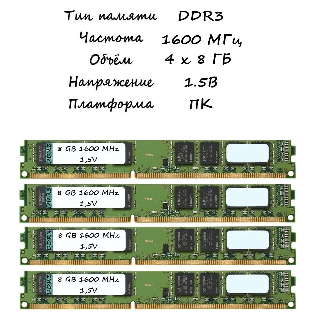 ОперативнаяпамятьDDR38ГБPC3-128001,5B1600МГц4x8ГБ(2)