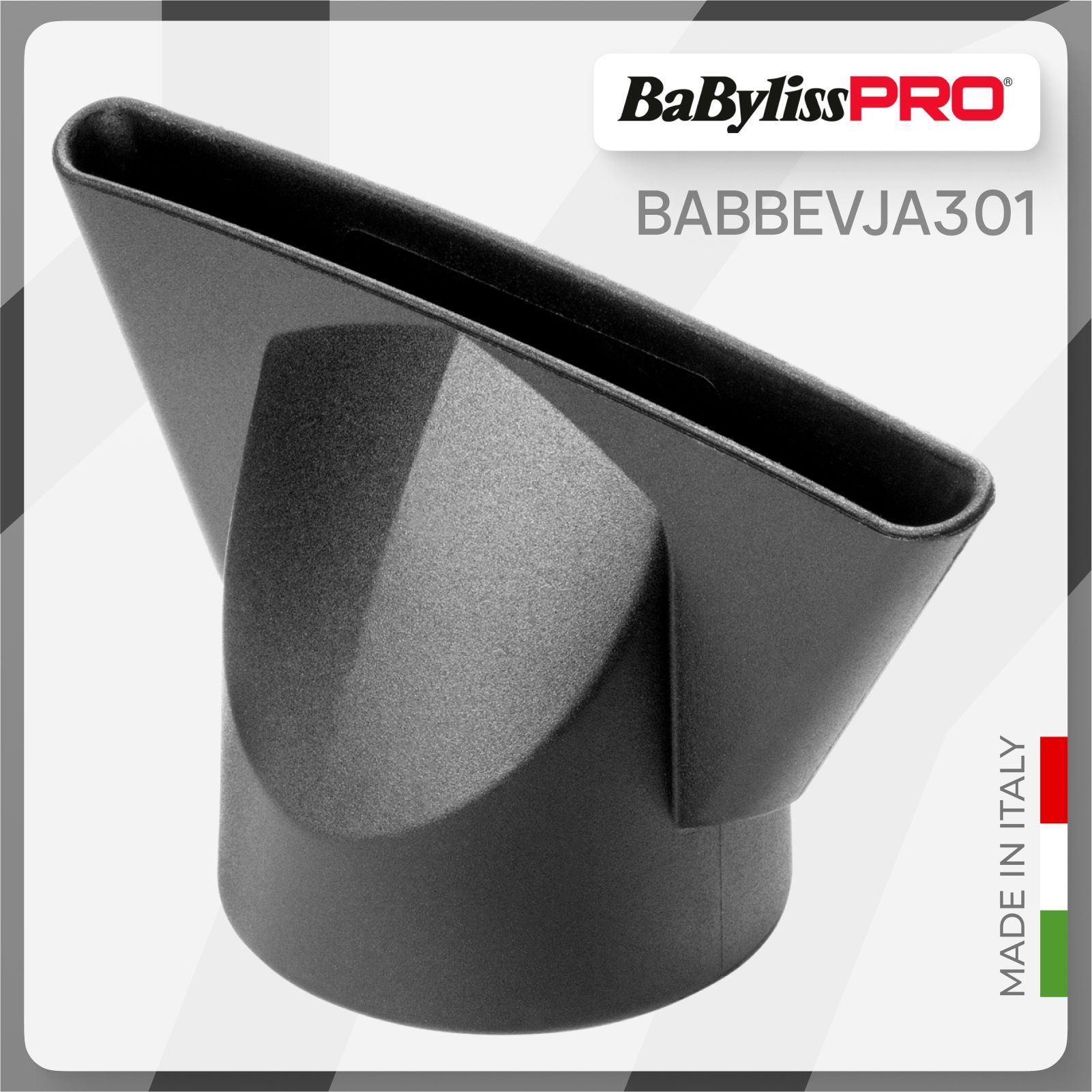 Насадка-концентратор BaByliss Pro BABBEVJA301 для профессиональных фенов, размер сопла 90х6 мм, посадочный диаметр 42 мм, крепление с защелками