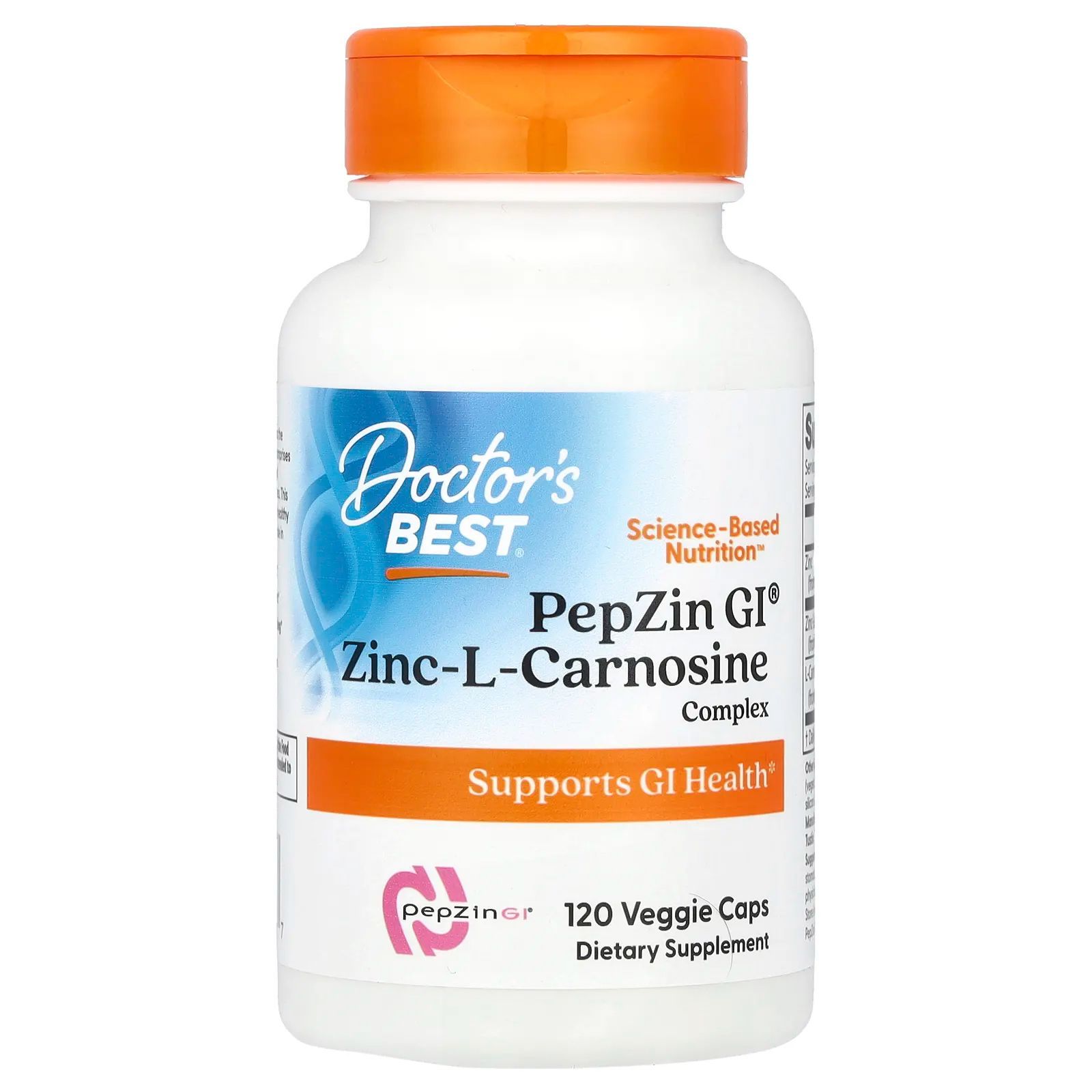 Doctor's Best pepzingl zinc-l-carnosine complex 120 капсул, цинк карнозин для восстановления слизистой желудка и кишечника pepzingi