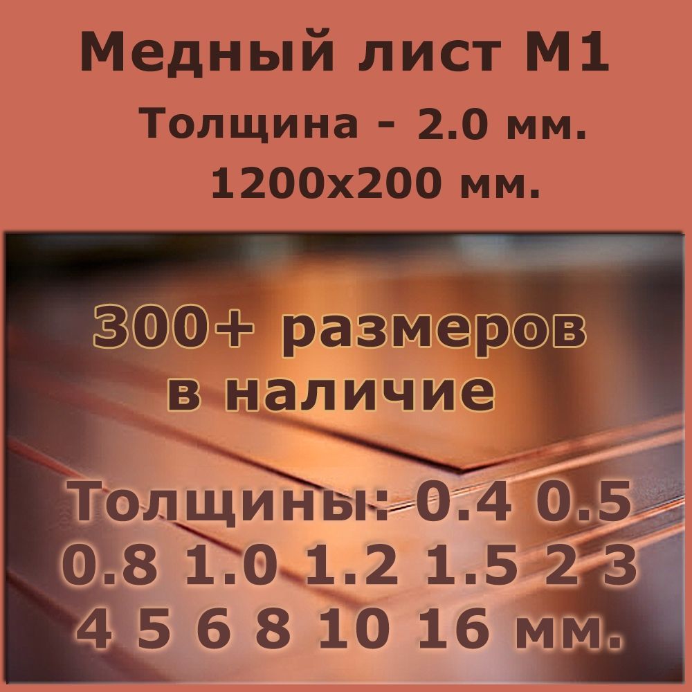 Медныйлист2мм1200x200ммМедьлистовая