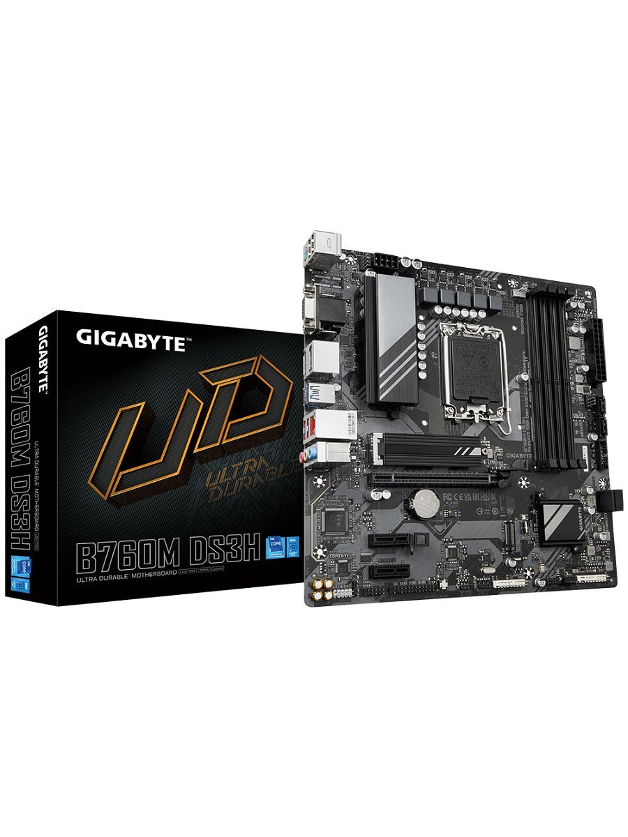 Материнская плата GIGABYTE B760M DS3H (LGA 1700, Intel B760 Express, 256 ГБ, PCIE 4.0)