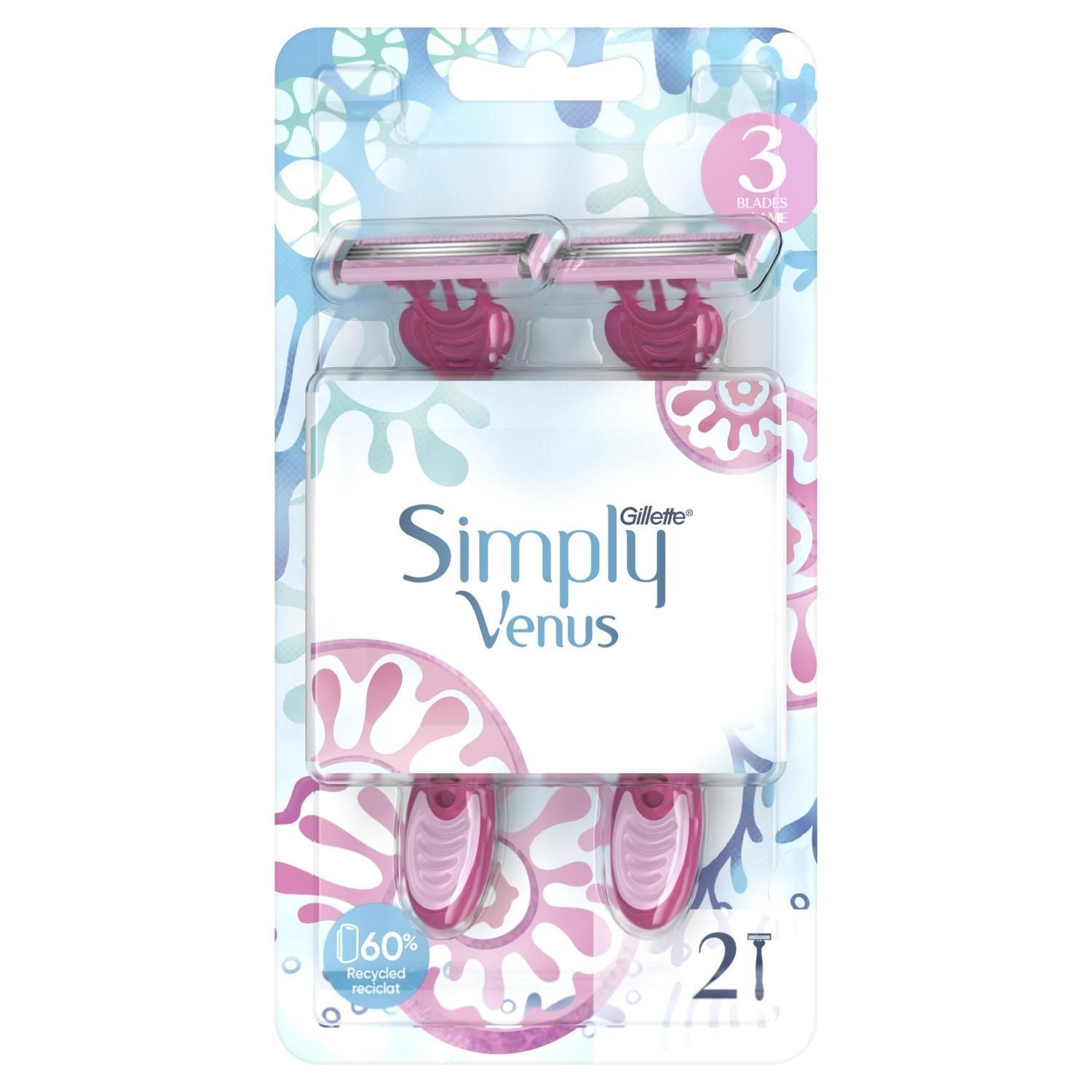 Gillette Simply Venus 3 Basic Одноразовые станки для бритья, 2шт