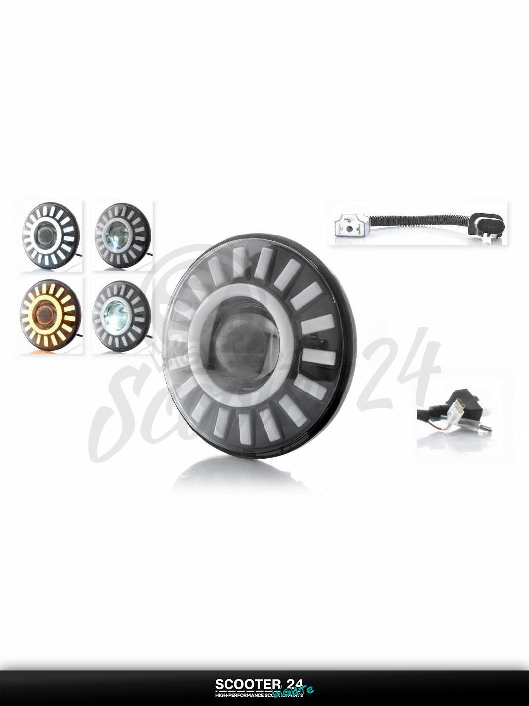 Фара на мотоцикл диодная, круглая d175, H4, многорежимная #C129 3Z1 питбайк и мопед