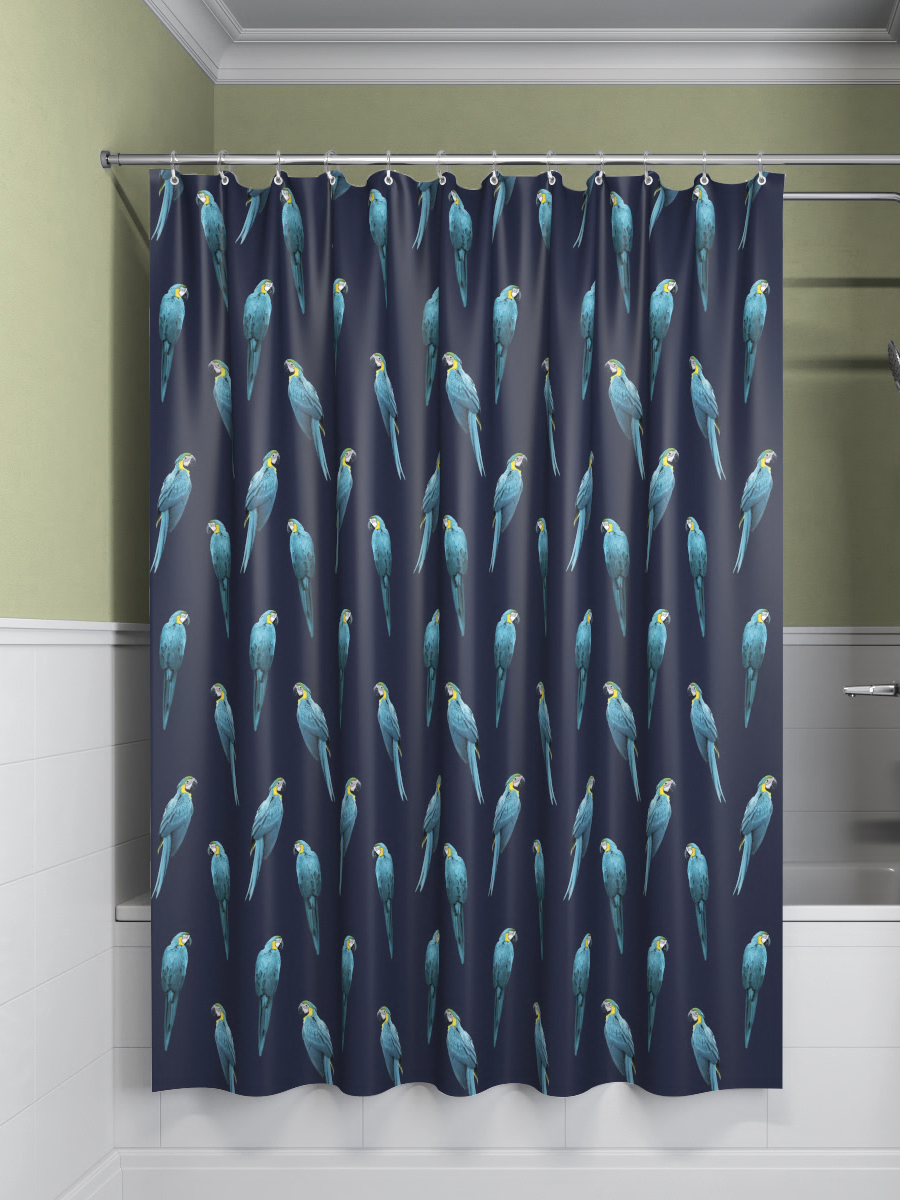 Фото товара на маркетплейсе ozon Штора для ванной 180х200, IDDIS, водоотталкивающая, материал полиэстер, с кольцами, B08P218i11