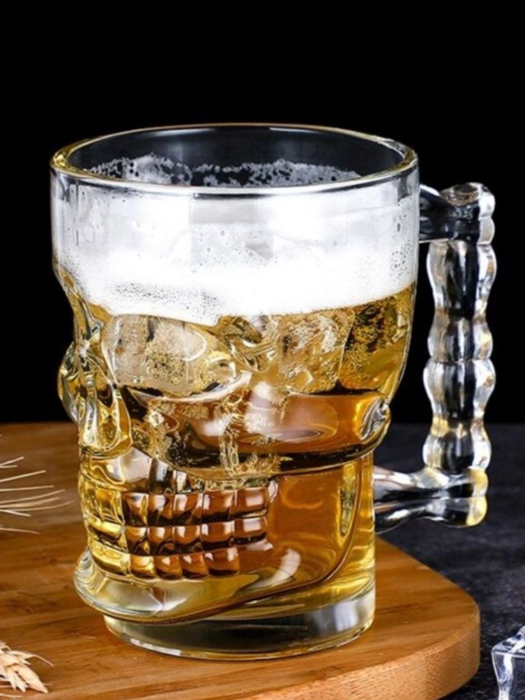 Пивная кружка, объем 350 мл "Череп", стеклянная