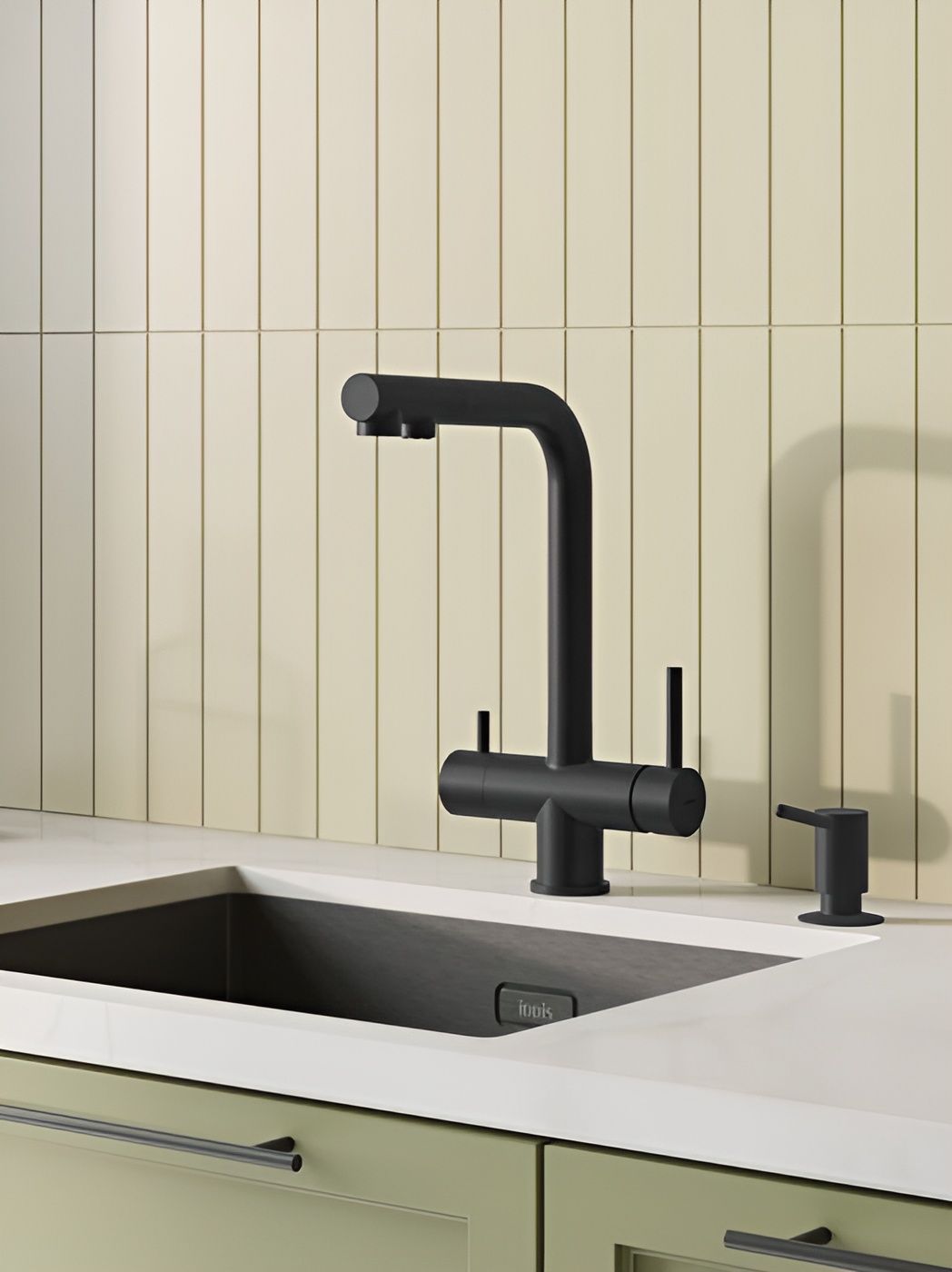 Фото товара на маркетплейсе ozon Смеситель для кухни с фильтром и выдвижным изливом, черный матовый, IDDIS, Umbra, UMBBLPFi05