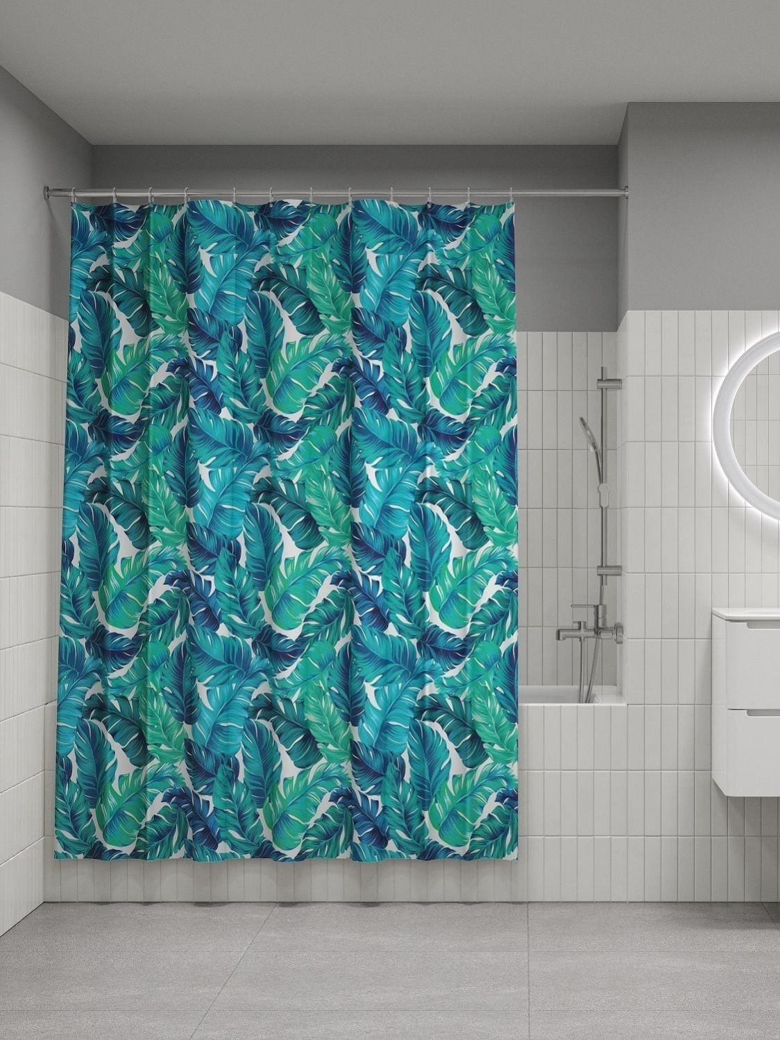 Фото товара на маркетплейсе ozon Штора для ванной комнаты и душа IDDIS, 180x200 см, тканевая, водонепроницаемая, полиэстер, с кольцами, BF05P18i11