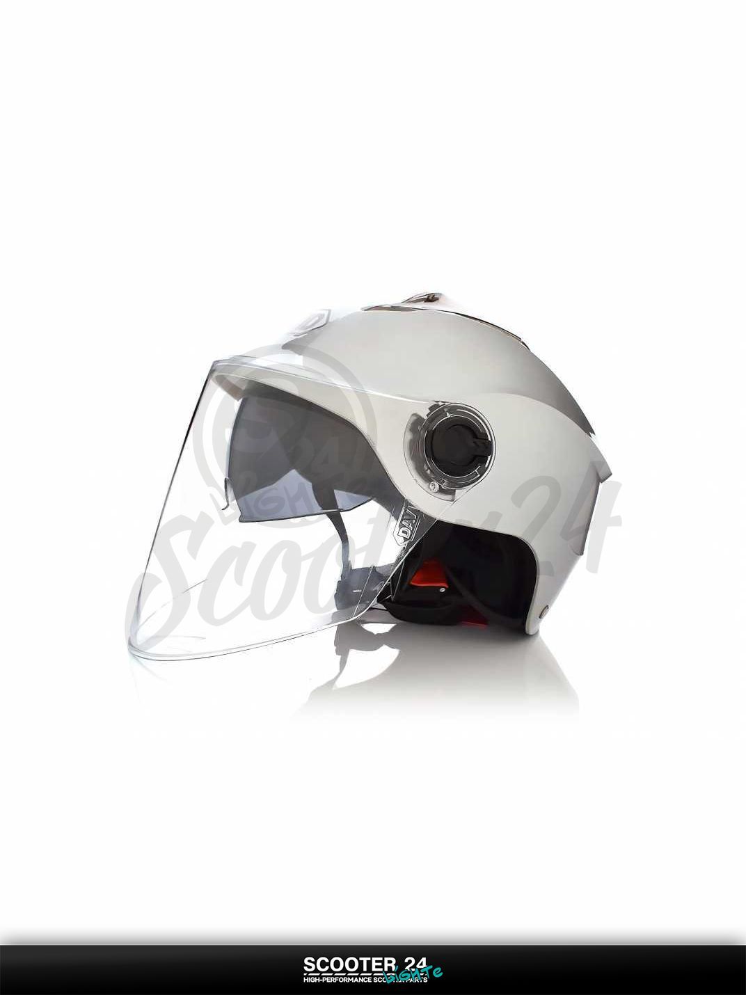 Мотошлем открытый ( вело/самокат) "DAVID" (#S309, серебристый глянцевый, регулятор размера, о на мотоцикл / мопед и скутер