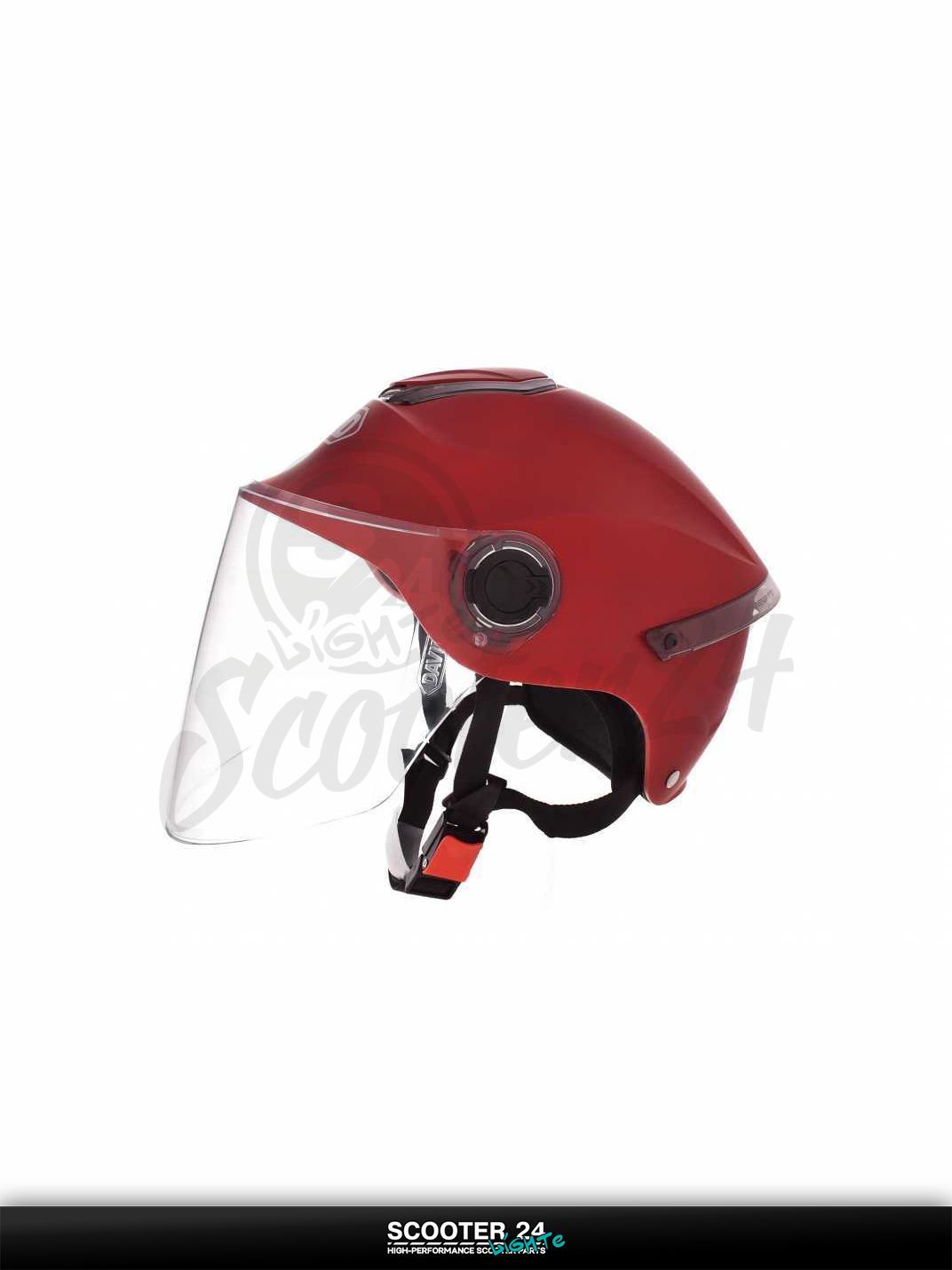Мотошлем открытый ( вело/самокат) "DAVID" (#S307, красный матовый, регулятор размера, ABS) на мотоцикл / мопед и скутер