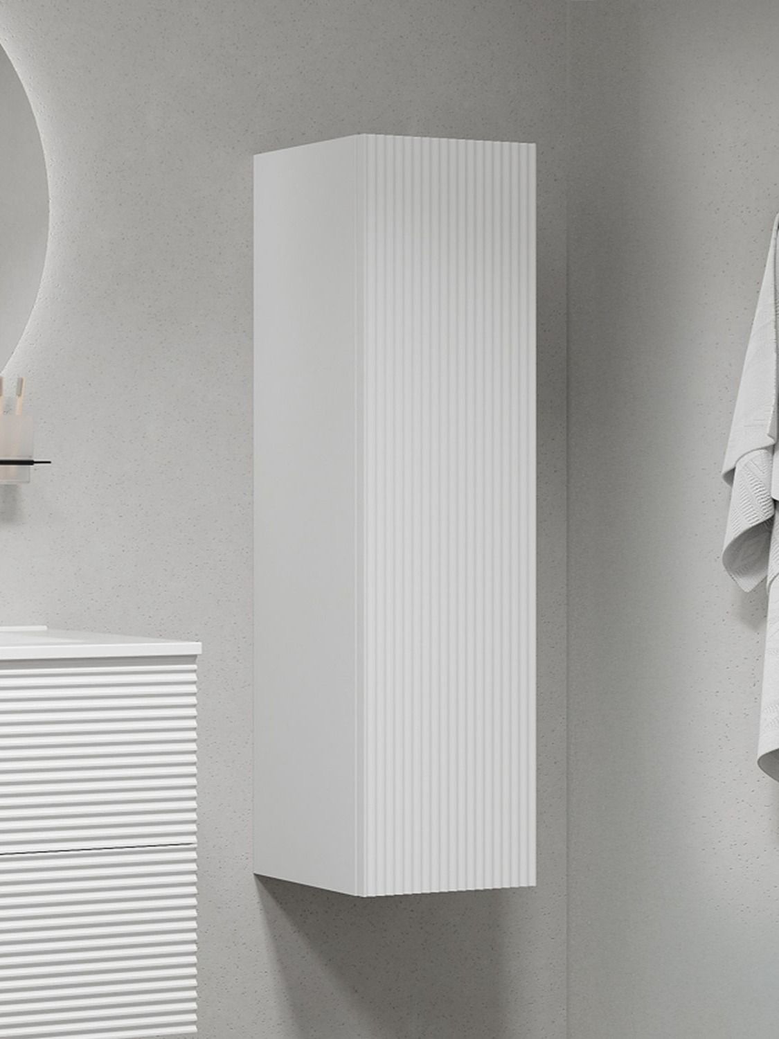 Фото товара на маркетплейсе ozon Шкаф-пенал для ванной подвесной, с полками, 30 см, белый, Bild, IDDIS, BIL30W0i97