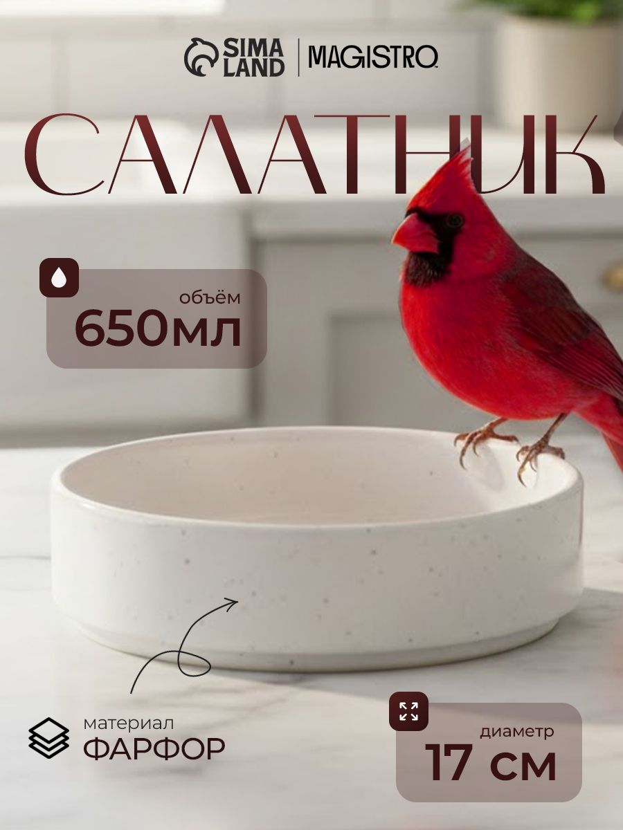 Тарелка глубокая 650 мл, Magistro "Urban", фарфоровая, суповая, диаметр 17 см