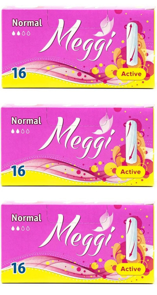 Meggi Тампоны NORMAL ACTIVE 2 капли, 3 шт - купить с доставкой по ...
