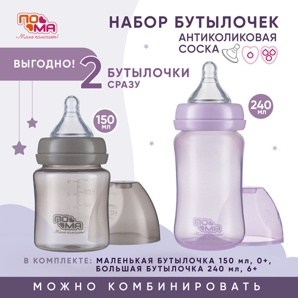 Бутылочка для кормления новорожденных, набор 2 шт 0 мес+ - купить с ...