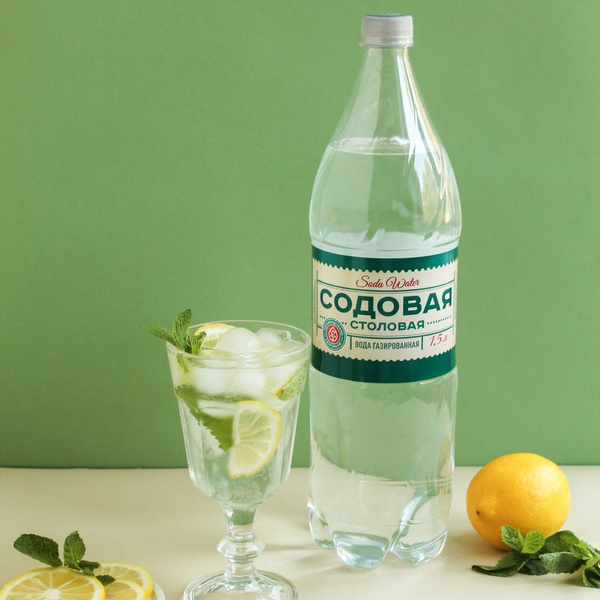 Вода питьевая газированная "Содовая" столовая, упаковка 6 бутылок по 1 ...