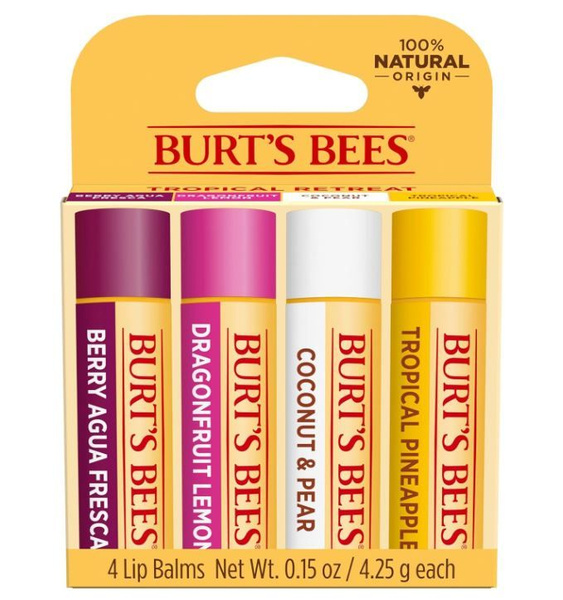 Burt's Bees увлажняющие 100% натуральные бальзамы для губ (ягодная вода ...