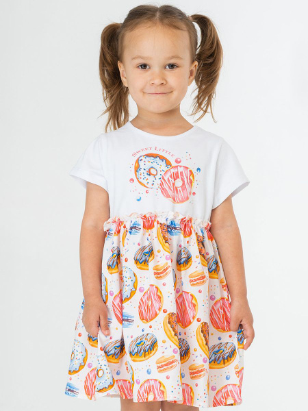 Летнее хлопковое платье из перкаля для девочки Bonito kids P1188белый ...