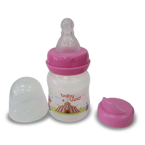Бутылочка Baby Land 2в1 80мл с силиконовой соской и носиком розовый ...
