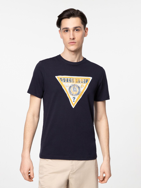 Футболка GUESS, размер 54, цвет темно-синий, 95% хлопок 5% эластан ...